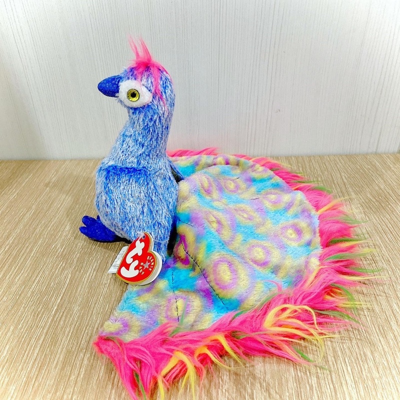 ty-beanie-baby-flashy-the-peacock-น้องสีสวยหายากมากๆ-ป้ายสวยชัด