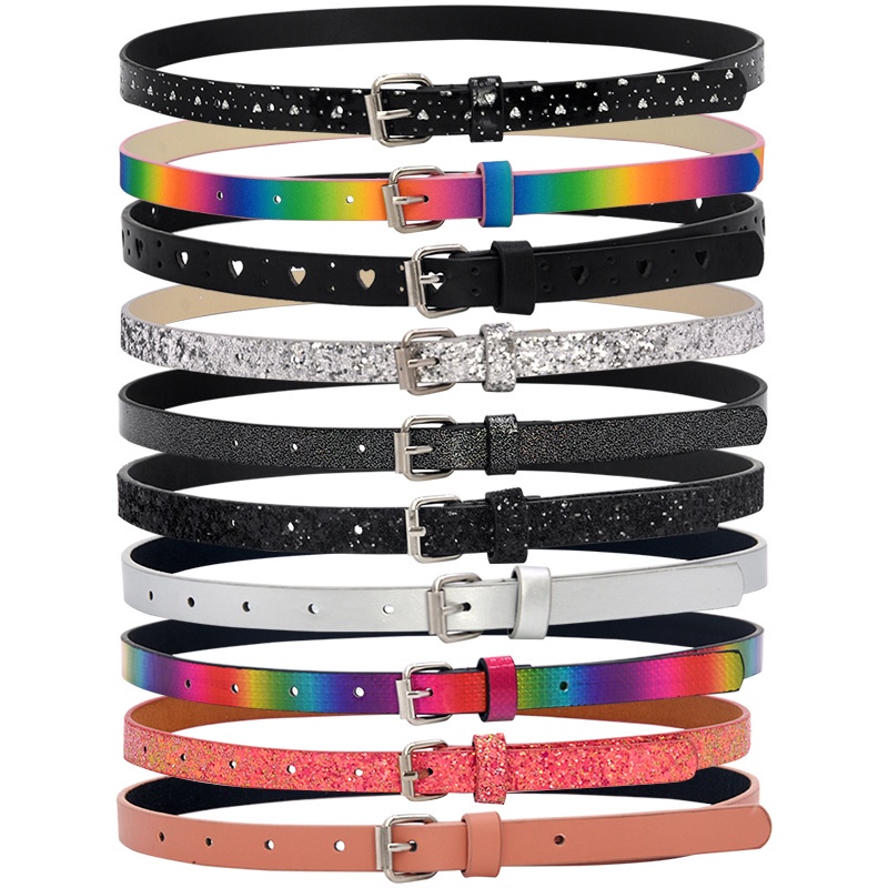 ailigap-เข็มขัดหนังเทียม-แต่งกลิตเตอร์-สีชมพู-90-1-6-ซม