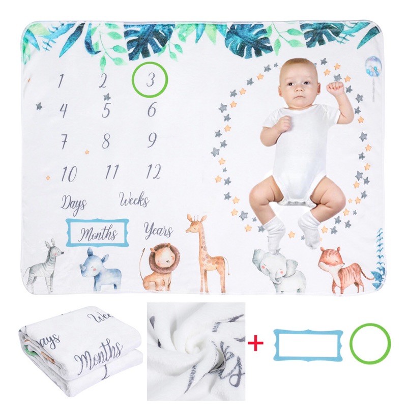 ภาพหน้าปกสินค้าผ้ารองถ่ายรูปเด็กทารก ผ้านับเดือน ผ้านิ่ม ให้เป็นผ้าห่มได้ ของขวัญเยี่ยมคลอด