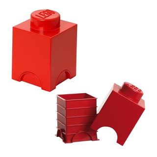 กล่องเลโก้ ของแท้ กล่องเก็บของ กล่องใส่เครื่องเขียน LEGO Storage Brick 1 Red สีแดง 12.5x12.5x18 cm