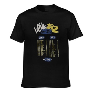 เสื้อยืดอินเทรนด์ผู้ชายอินเทรนด์ผู้หญิงเสื้อยืด พิมพ์ลายโลโก้กราฟฟิติ Blink 182 European Tour 2012 สีดํา สําหรับผู้ชายS-