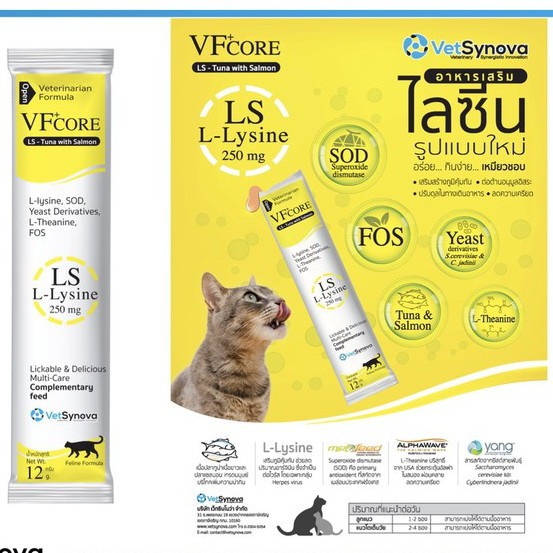 ภาพหน้าปกสินค้าVFcore Lysine VF core 1 ซอง อาหารเสริมในรูปแบบคล้ายขนมแมวเลีย ทานง่าย จากร้าน time_petshop บน Shopee