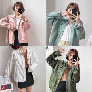 (พร้อมส่ง) Denim jacket pastel เสื้อแจ็คเก็ตสไตล์เกาหลี