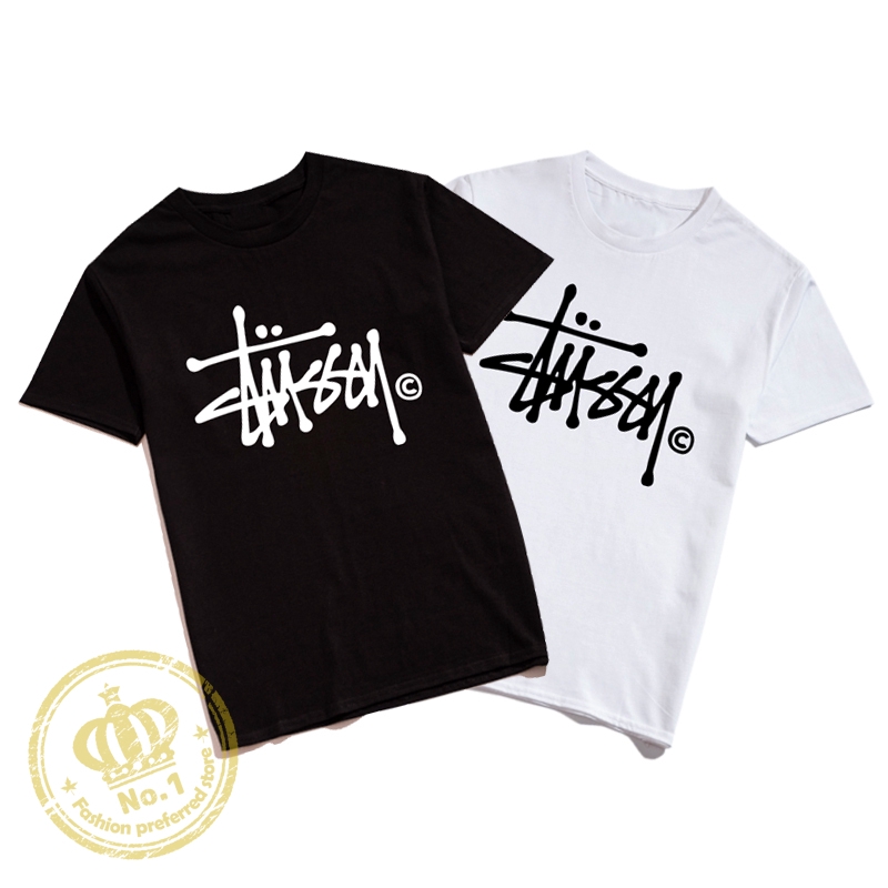 เสื้อยืดอินเทรนด์ผู้ชายอินเทรนด์ผู้หญิงstussy-เสื้อยืดลําลองสําหรับ-unisex-คอก-ลมแขนสั้นขนาดพลัสs-3xl