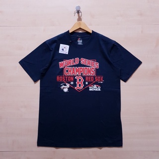 เสื้อยืดผู้ เสื้อยืด MAJESTIC BOSTON RED SOX WORLD SERIES CHAMPION 2018 TEE NAVY S-5XL