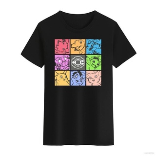 ✸❇🌞Cute Digimon DigiSquad Assemble T-shirt For Men Women Black White Tees Round Neck Unisex T Shirt Tops