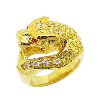 สินค้า แหวนเสือ แหวนผู้ชาย แหวนผู้หญิง แหวนเพชร cz บุษราคัม ชุบทอง ประดับเพชรสำหรับผู้หญิง แหวนชุบทองไม่ลอก แหวนสีเหลือง