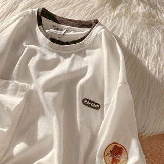 100% cotton national fashion vintage short-sleeved T-shirt womens summer 2021 New loose versatile half-length sleeve to