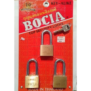 กุญแจทองเหลืองแท้ BOCIA คีย์ไลค์ 40mm./3ตัวชุด
