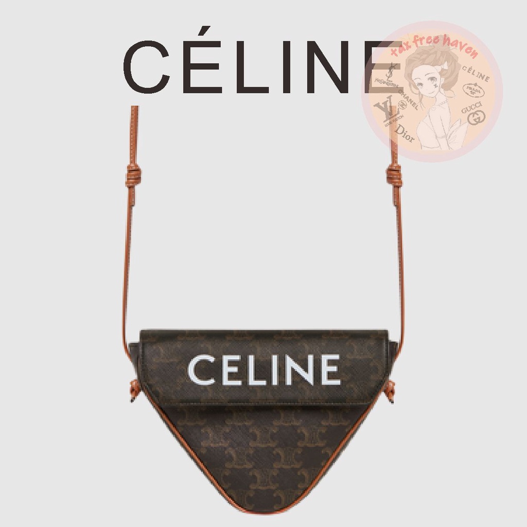 ราคาต่ำสุดของ-shopee-ของแท้-100-celine-แบรนด์ใหม่โลโก้พิมพ์กระเป๋าสามเหลี่ยม