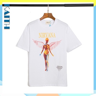 เสื้อยืดโอเวอร์ไซส์พร้อมส่ง เสื้อยืดแขนสั้น ผ้าฝ้าย พิมพ์ลาย Nirvana Angel ทรงหลวม ขนาดใหญ่ สไตล์ฮิปฮอป แฟชั่นฤดูร้อน สํ