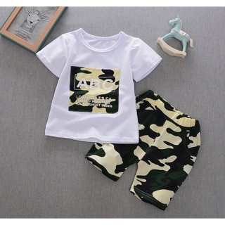 ชุดเด็ก ทหาร ABC  ยกเซต(เสื้อ+กางเกง)