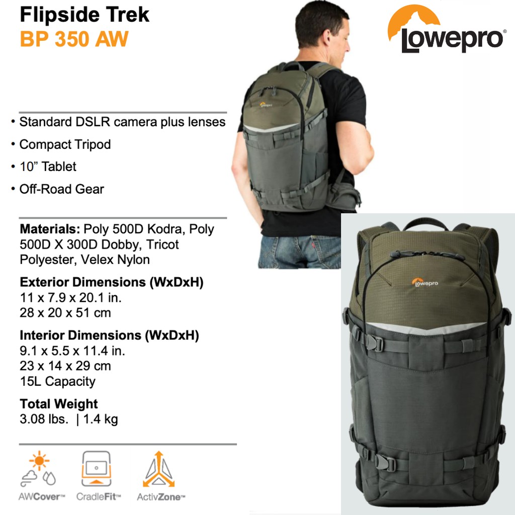 กระเป๋ากล้อง-flipside-trek-bp-250-aw-350-aw-450-aw-lowepro-เป้-สะพายหลังขนาดกะทัดรัด-ของแท้-ประกันศูนย์-3-ปี-เลือกขน