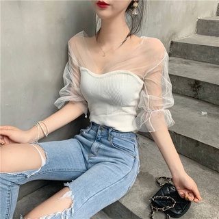 🔥Hot Sale / Leaky collarbone top Hong Kong style net red t-shirt womens short-sleeved slim fit and thin, one-shoulder