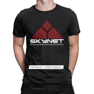 เสื้อยืด ผ้าฝ้าย พิมพ์ลายโลโก้หุ่นยนต์ Arnold Schwarzenegger Skynet แฟชั่นสําหรับผู้ชายเสื้อยืดอินเทรนด์