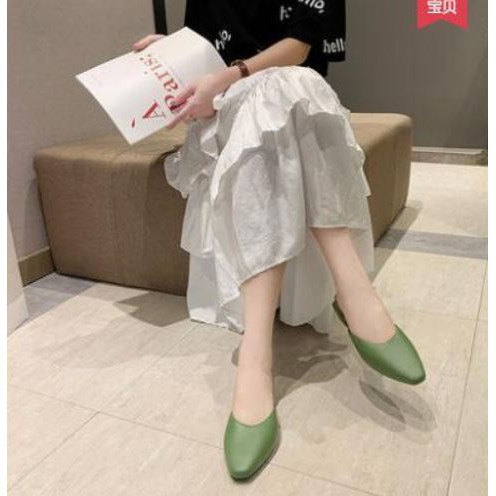 best-saleรองเท้าผู้หญิงรองเท้าเปิดส้น-สีพิ้นสไตล์เกาหลี-ปลายแหลม-สำหรับสาวออฟิตรองเท้าแฟชั่นเปิดส้นรองเท้าแฟชั่น