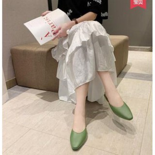 Best SALEรองเท้าผู้หญิงรองเท้าเปิดส้น สีพิ้นสไตล์เกาหลี ปลายแหลม  สำหรับสาวออฟิตรองเท้าแฟชั่นเปิดส้นรองเท้าแฟชั่น