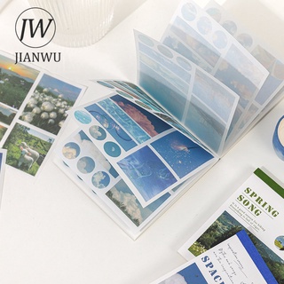 Jianwu สติกเกอร์ ลายทิวทัศน์ สําหรับตกแต่งสมุดภาพ เครื่องเขียน DIY 40 แผ่น