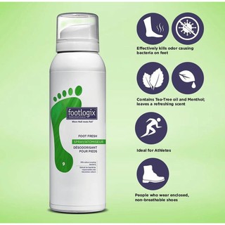 FOOTLOGIX Foot Fresh spray#9 125 ml.สเปรย์ดับกลิ่นเท้า ลดการสะสมเชื้อแบคทีเรีย ลดเหงื่อ ใช้งานง่าย พกพา