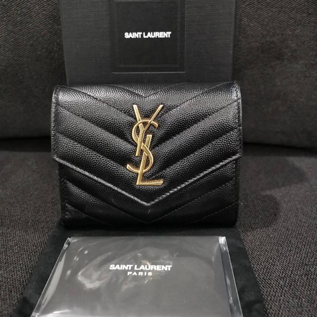 Used YSL COMPACT TRI FOLD WALLET Shopee Thailand