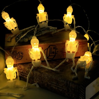(BH) สายไฟ LED รูปหัวกะโหลก หลากสี ยาว 1.5 เมตร สําหรับตกแต่งปาร์ตี้ฮาโลวีน