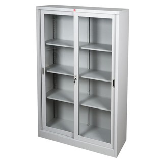 File cabinet HIGH CABINET STEEL KSG-120K-TG GREY SAND Office furniture Home &amp; Furniture ตู้เอกสาร ตู้เหล็กสูงบานเลื่อนกร