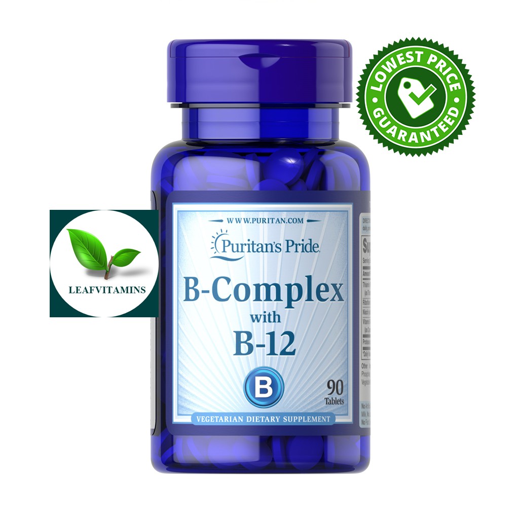 ภาพหน้าปกสินค้าPuritan's Pride Vitamin B-Complex and Vitamin B-12 / 90 Tablets