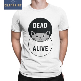 เสื้อยืดแขนสั้น ผ้าฝ้ายแท้ พิมพ์ลายแมว Schrodingers Cat Dead Or Alive สําหรับผู้ชาย