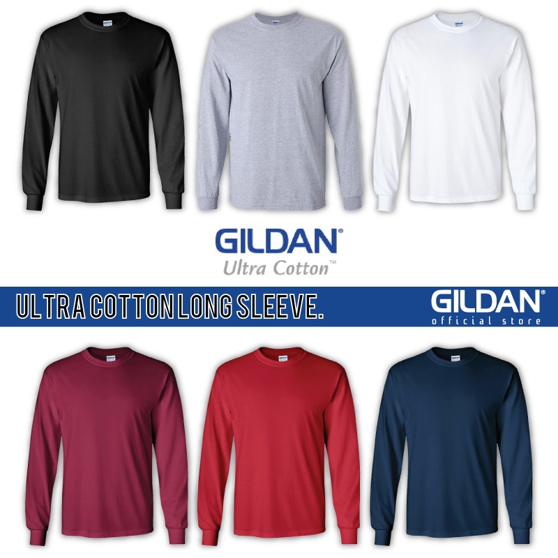 gildan-เสื้อยืดแขนยาว-ผ้าฝ้าย-สีเทา-แดง-ขาว-กรมท่า-ดํา-มารูน-กีฬา-สําหรับผู้ใหญ่-ทุกเพศ-2400