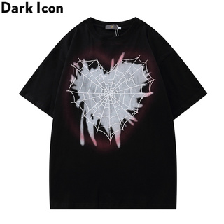 เสื้อยืดชาย - ไอคอนสีเข้มแมงมุมไล่ระดับสีเสื้อยืดผู้ชายแขนสั้นฤดูร้อนแขนสั้นเสื้อยืดแขนสั้นสําหรับผ