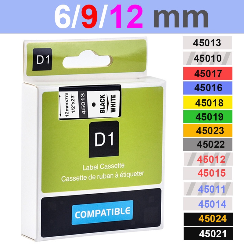 เทปริบบิ้น D1 6 มม. 9 มม. 12 มม. 45010 45013 40910 40913 43613 43610 ...