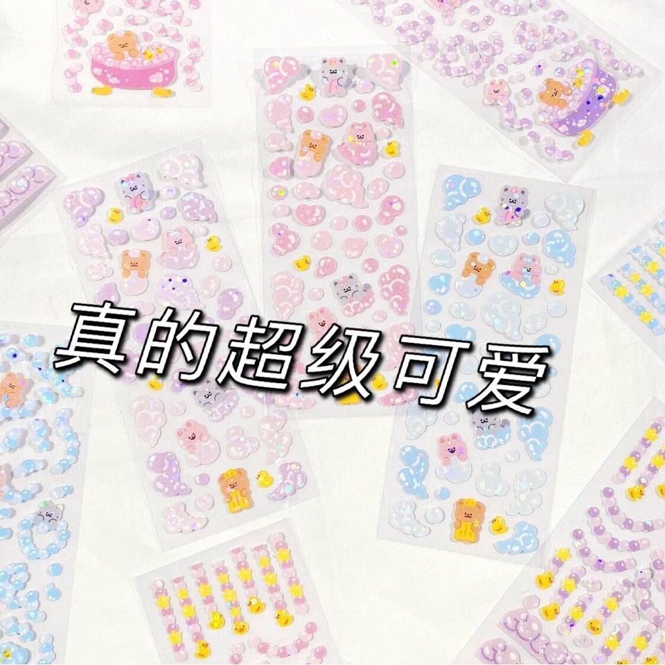 galicici-stickers-ins-สติกเกอร์หมีการ์ตูนน่ารัก-วัสดุ-diy-สติกเกอร์โฮโลแกรม-สติกเกอร์เกาหลี