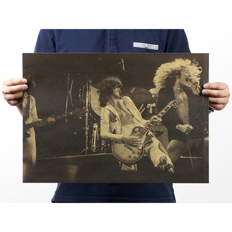 โปสเตอร์-กระดาษคราฟท์-pop-led-zeppelin-สําหรับตกแต่งผับบาร์