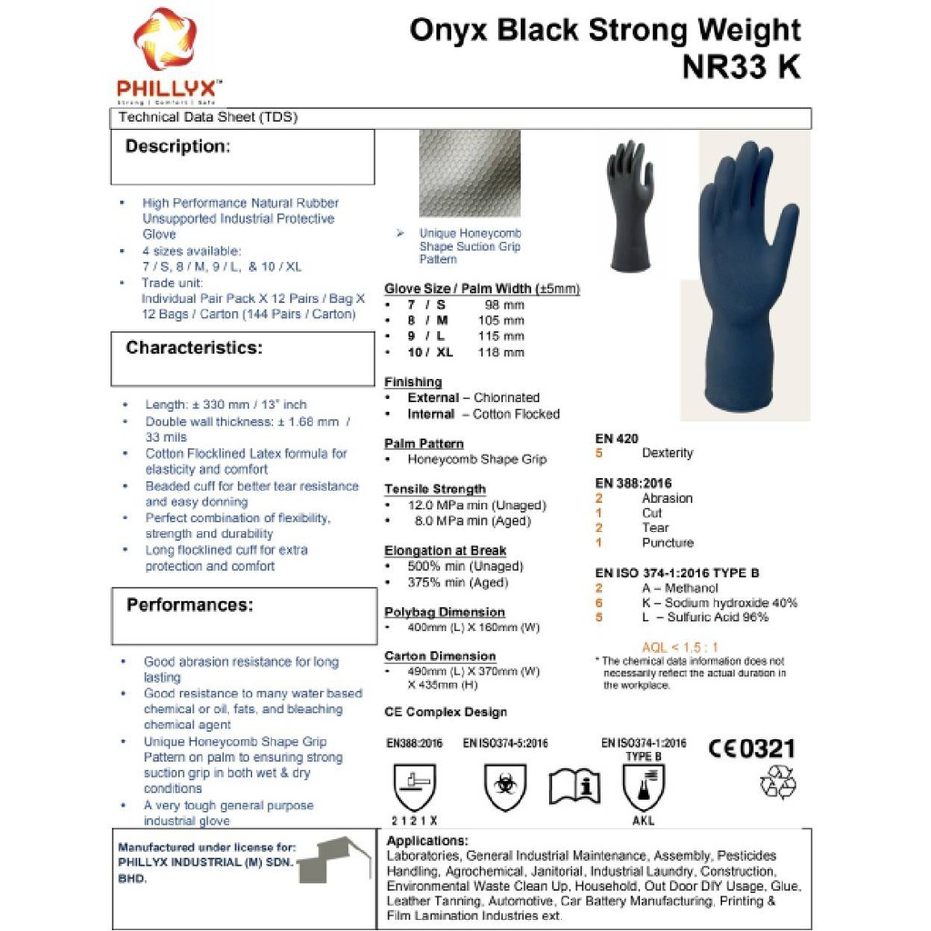 ถุงมือยางดำกันสารเคมี-onyx-black-nr-33k