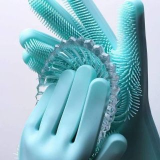 ถุงมือล้างจานซิลิโคน  ถุงมืออเนกประสงค์ ขนสั้น พร้อมส่ง