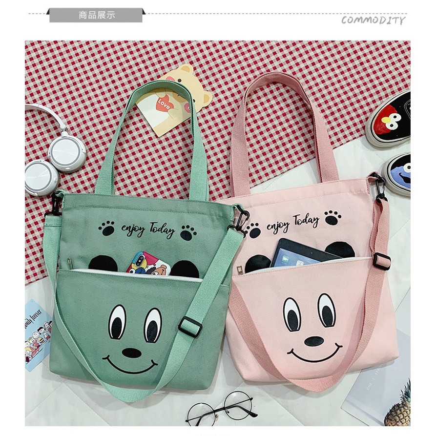 ภาพหน้าปกสินค้าifashionbag(IF1440)-D3กระเป๋าผ้าหน้าหมี จากร้าน ifashionbag บน Shopee