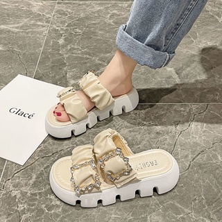 🔥รองเท้าส้นตึก รองเท้าแตะแฟชั่น สูง5cm ชายหาด  Size 35-40 งานมาใหม่สวยมากคะ G253