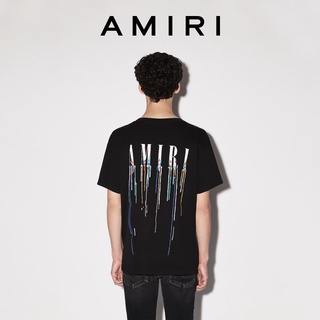 [S-5XL] Amiri เสื้อยืด ผ้าฝ้าย พิมพ์ลาย สีตัดกัน แฟชั่นฤดูใบไม้ผลิ ฤดูร้อน สําหรับผู้ชาย