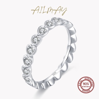 Ailmay แหวนเงินแท้ 925 รูปหัวใจโรแมนติก ซ้อนกันได้ เครื่องประดับ สําหรับผู้หญิง งานแต่งงาน หมั้น