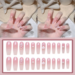 สติกเกอร์ติดเล็บ ลายหมีบัลเล่ต์ 3 มิติ ถอดออกได้ สีชมพู สําหรับตกแต่งเล็บ