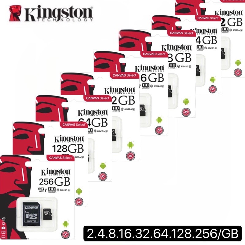 ราคาและรีวิวเมมโมรี่การ์ด Kingston Micro SD card Memory Card2GB 4GB 8GB 16GB 32GB 64GB 128GB 256GB กล้อง/ โทรศัพท์มือถือ