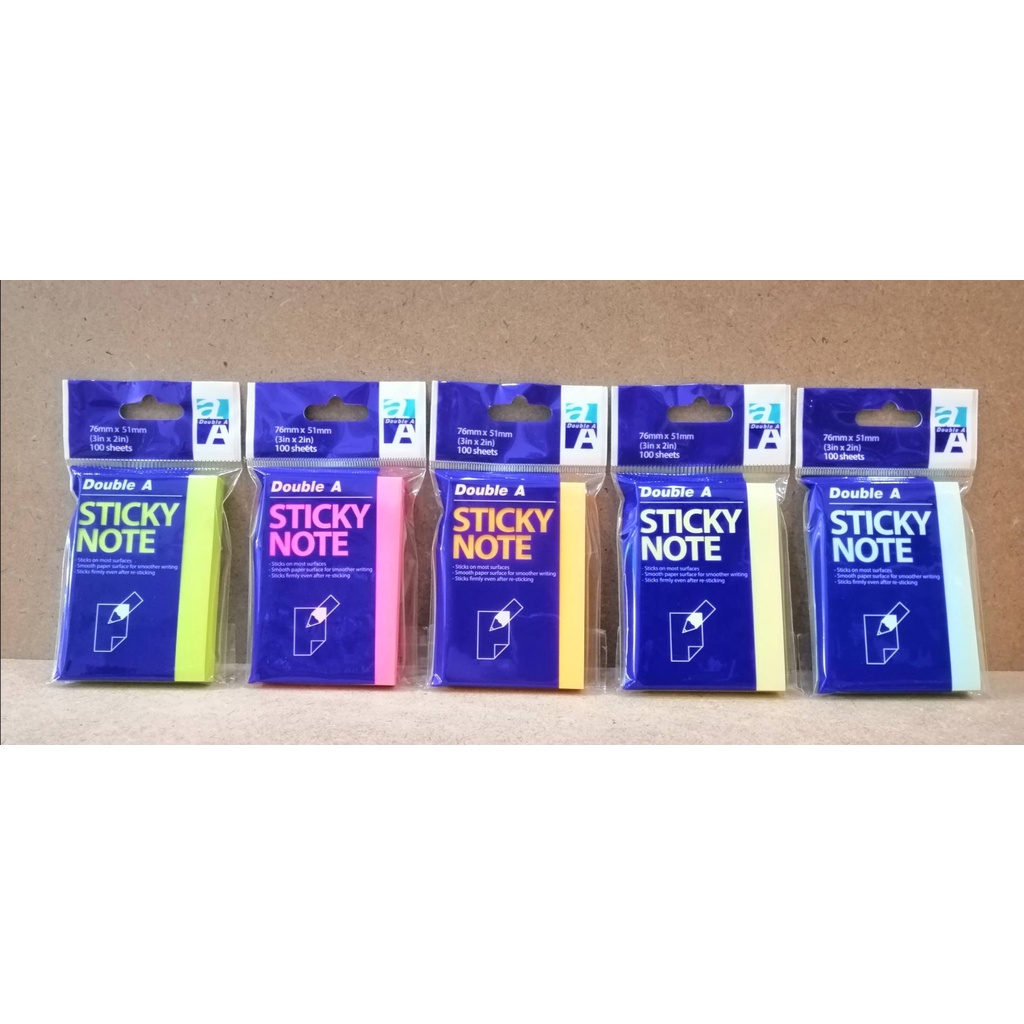 กระดาษโน๊ตกาว ขนาด 2'x3' นิ้ว Double A Sticky Note (100 แผ่น/แพ็ค ...