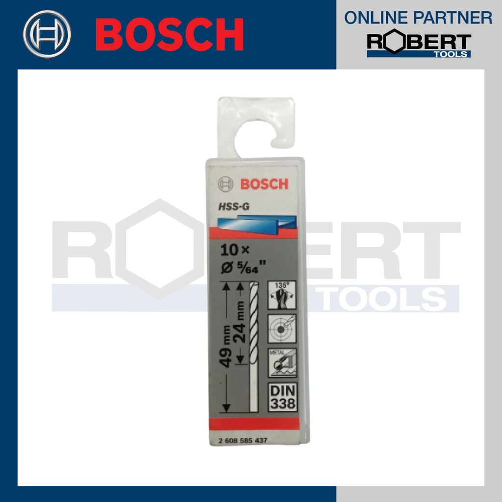 bosch-รุ่น-2608585437-ดอกเจาะเหล็ก-hss-g-5-64-2-0มม-10-ชิ้น