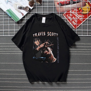 เสื้อยืดผ้าฝ้ายพิมพ์ลายคลาสสิก เสื้อยืด ผ้าฝ้าย พิมพ์ลายกราฟฟิค Travis Scott May LA Flame Live Forever สไตล์ฮิปฮอป สตรีท
