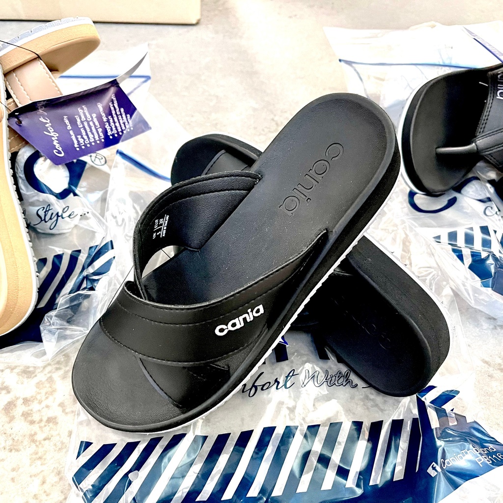 Sale80% CANIA [CW11379 รองเท้าแตะลำลองหญิง ดำ Size38 คาเนีย Premium ...