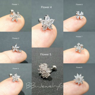 Minimal Jewelry จิวปีกหู จิวเพชร รูปดอกไม้ (1 ชิ้น) จิวหูสแตนเลสแท้ ต่างหูเพชร ใส่กระดูกอ่อน
