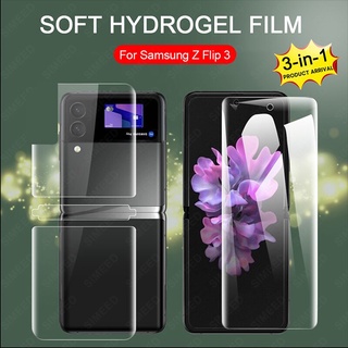 3 In 1 ฟิล์มไฮโดรเจลไฮโดรเจลสําหรับ Samsung Galaxy Z Flip3 5G ฟิล์มกันรอยหน้าจอ Hd สําหรับ Galaxy Z Flip3