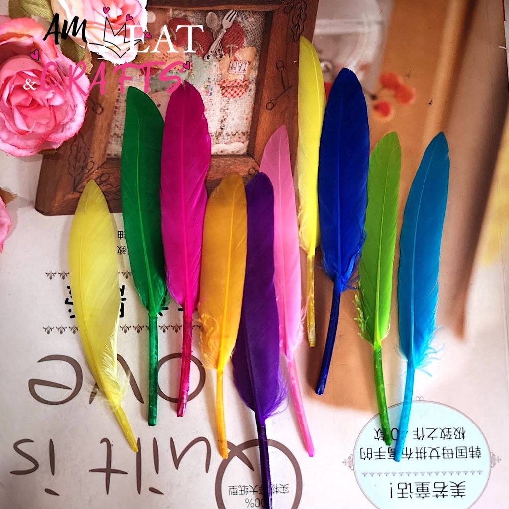 goose-feather-ขนเป็ด-เส้นขนเป็ด-แบ่งขาย-10ก้าน-ขนนก-สีสวย-ขนนุ่ม-มีหลายสี-พร้อมส่ง-ใช้ตกแต่งได้อเนกประสงค์