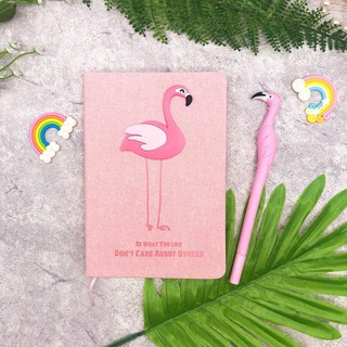 FancyStore [มีสินค้า พร้อมส่ง]  ของขวัญปีใหม่ สมุดไดอารี่ สมุดโน้ต รูปนก flamingo สีชมพู