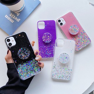 เคส I Phoneฟรุ๊งฟริ๊งมีขอบกันกล้องลายกลิตเตอร์ลายดอกไม้ iPhone 6 6s 7 8 SE2020 6/7/8 plus X/xs XR XSmax #006